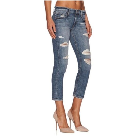 Joes Boyfriend Slim Crop Jeans Denim Blue Distressed Destroyed Size 27 - Picture 10 of 10